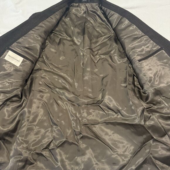 Vintage 80s/90s Pronto Uomo 42S Wool Blazer Brown Micro Check Ventless Poland - Picture 7 of 9